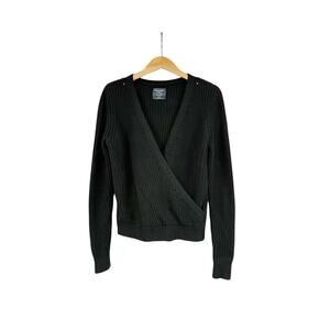 Abercrombie And Fitch Faux Wrap Sweater Black Ballet Core Womens Size Small